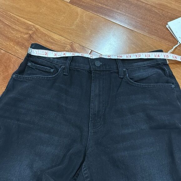 NWT MOTHER Women's The Spinner Zip Sneak Wide Leg Jeans In Magic Black Size 28 - Picture 9 of 16